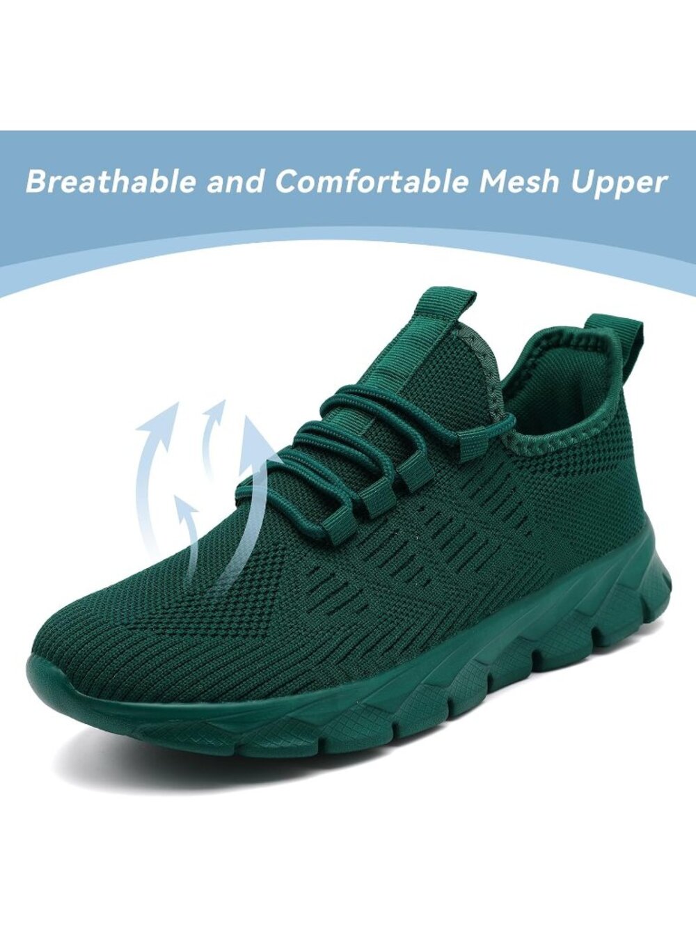 Women's Green Non Slip Mesh Breathable Casual Comfort Imported Walking Sneakers - Picture 6 of 6